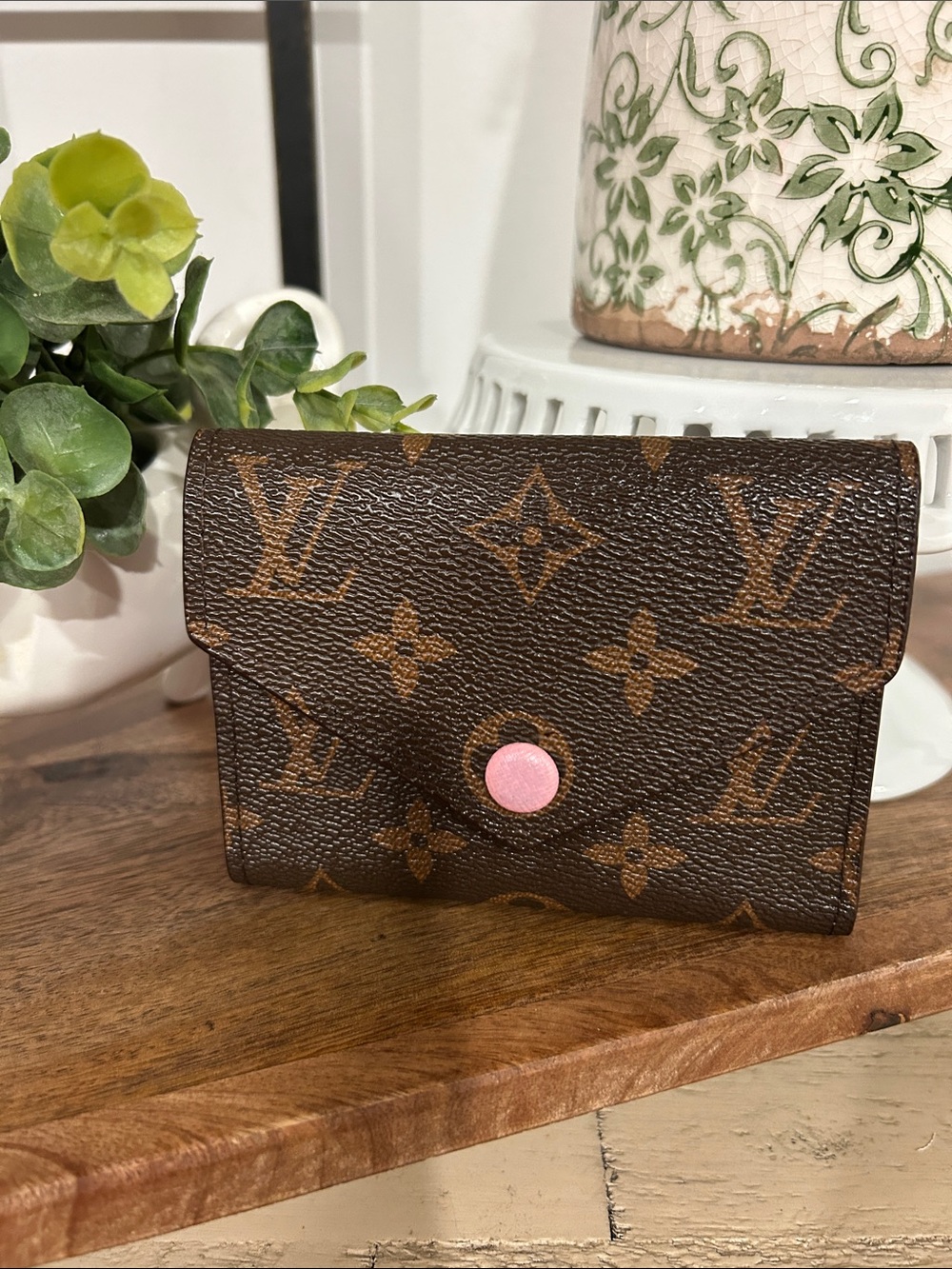 Louis Vuitton Monogram Trifold Wallet with Pink Snap